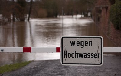 Flood sign river flooding