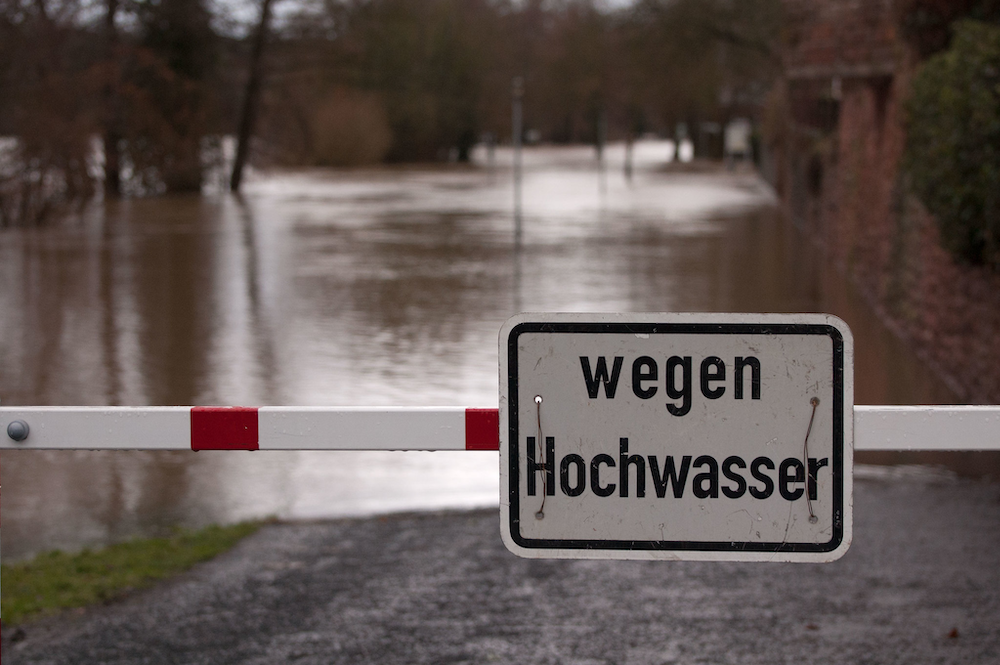 Flood sign river flooding